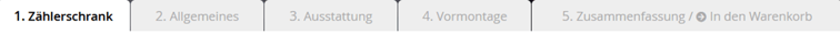 Übersicht der Reiter des Konfigurators - Reiter Zählerschrank